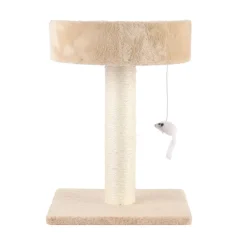 Leeby Tigrou rascador con cama y juguete beige para gatos Outlet