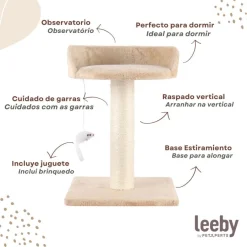 Leeby Tigrou rascador con cama y juguete beige para gatos Outlet