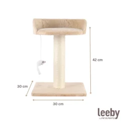 Leeby Tigrou rascador con cama y juguete beige para gatos Outlet