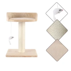Leeby Tigrou rascador con cama y juguete beige para gatos Outlet