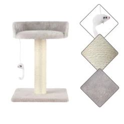 Leeby Tigrou rascador con cama y juguete gris para gatos Best