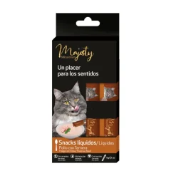 Majesty Pollo con Ternera snack líquido para gatos Online