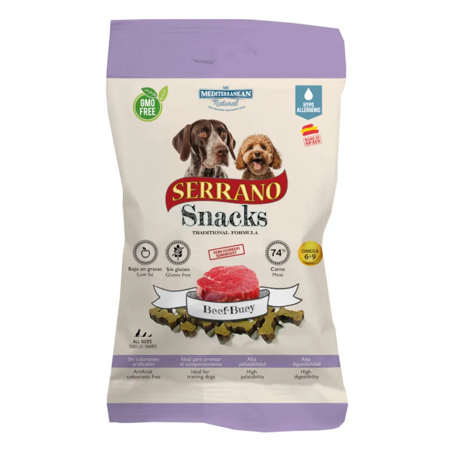 Mediterranean Natural Serrano Galletas Buey para perros New