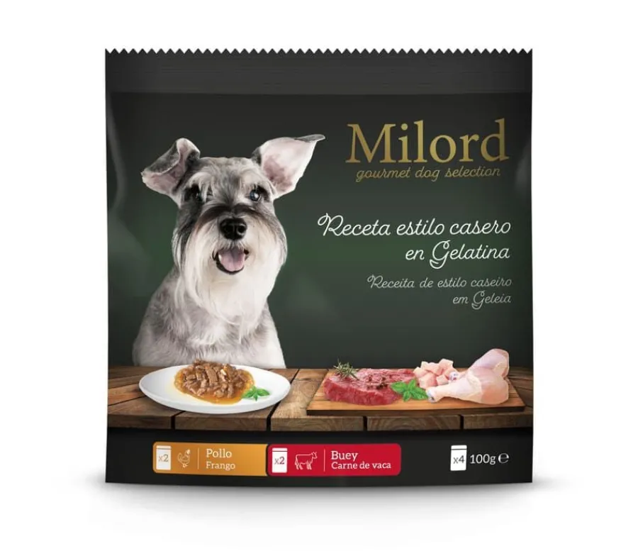 Milord Adult Receta estilo casero en Gelatina con Pollo y Buey sobres para perros - Multipack Hot
