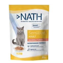 Nath Sensitive Adult Salmón y Pavo en Gelatina sobre para gatos New