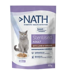 Nath Sterilised Adult Cordero y Sardina en Gelatina sobre para gatos Best