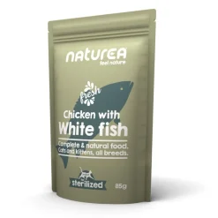 Naturea Esterilizado Pollo y Pescado Blanco sobre para gatos Discount