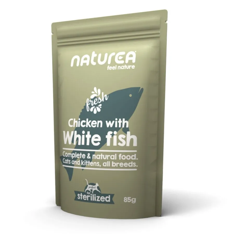 Naturea Esterilizado Pollo y Pescado Blanco sobre para gatos Discount