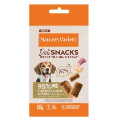 Nature's Variety Bocaditos Deli Snacks Adult Pollo, Cordero y Cerdo para perros