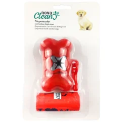 Nova Clean Pack Porta Bolsas Rojo + 60 Bolsas para heces de perros