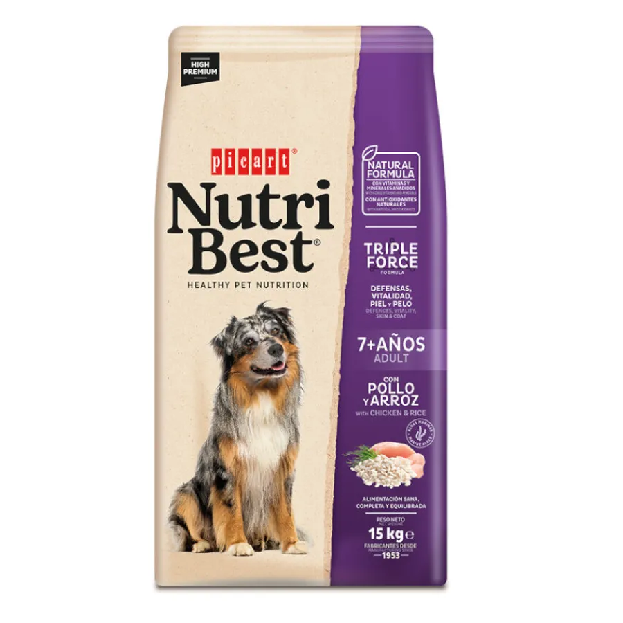 NutriBest Adult 7+ Pollo y Arroz pienso para perros Hot