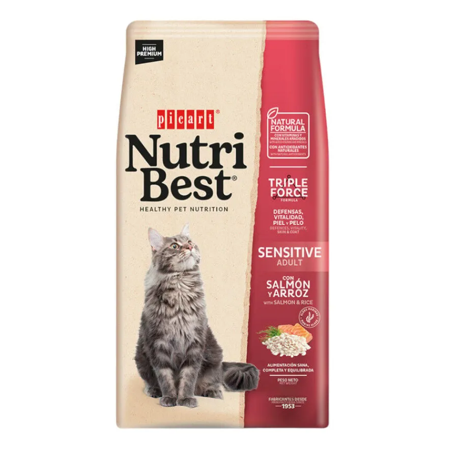 NutriBest Adult Sensitive Salmón y Arroz pienso para gatos Hot