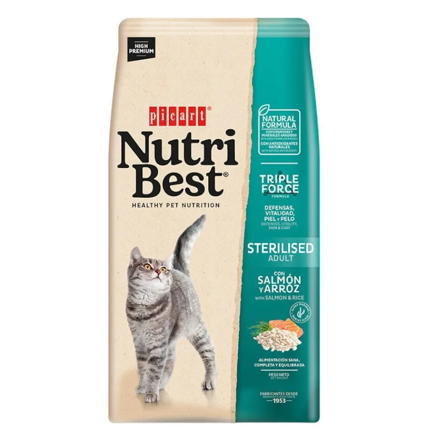 NutriBest Adult Sterilised Salmón y Arroz pienso para gatos Hot