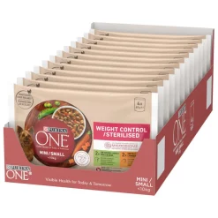 Purina One One Adult Mini Small Weight Control Pollo y Pavo en Salsa sobre para perros Sale