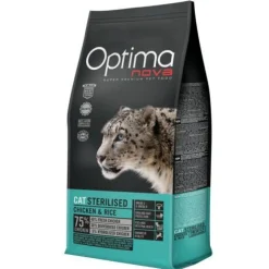 Optimanova Optima Nova Sterilised Pollo y Arroz pienso para gatos Clearance