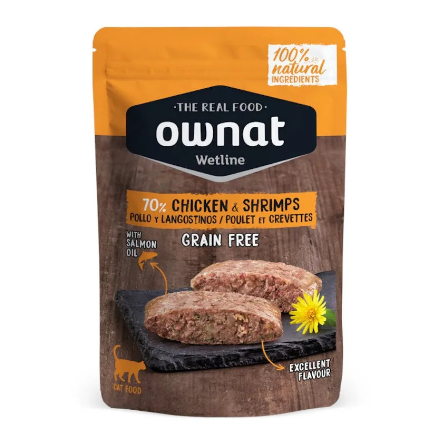 Ownat Wetline Pollo y Langostinos sobre para gatos Clearance