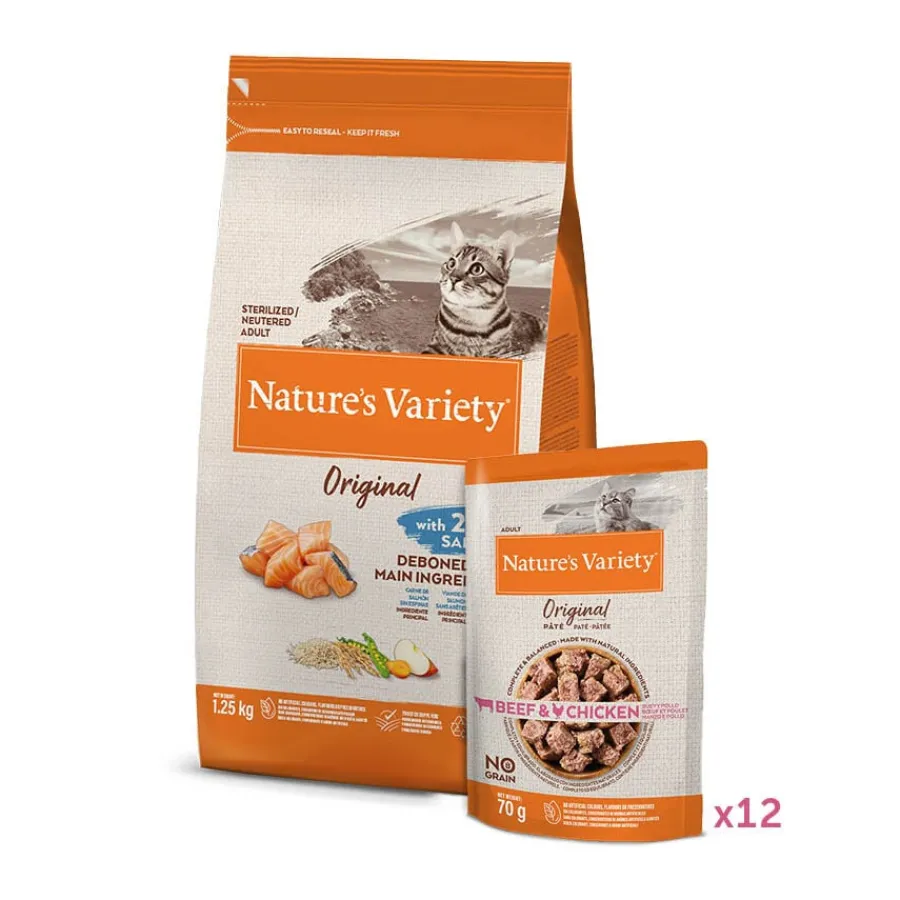 Nature's Variety Pack Comida Gatos Esterilizados Healthy Grains Salmón Best