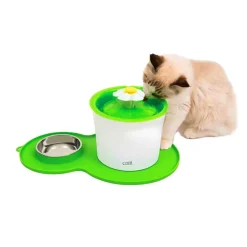 Catisfactions Pack Fuente Bebedero + Comedero + Alfombrilla Gato Catit Clearance
