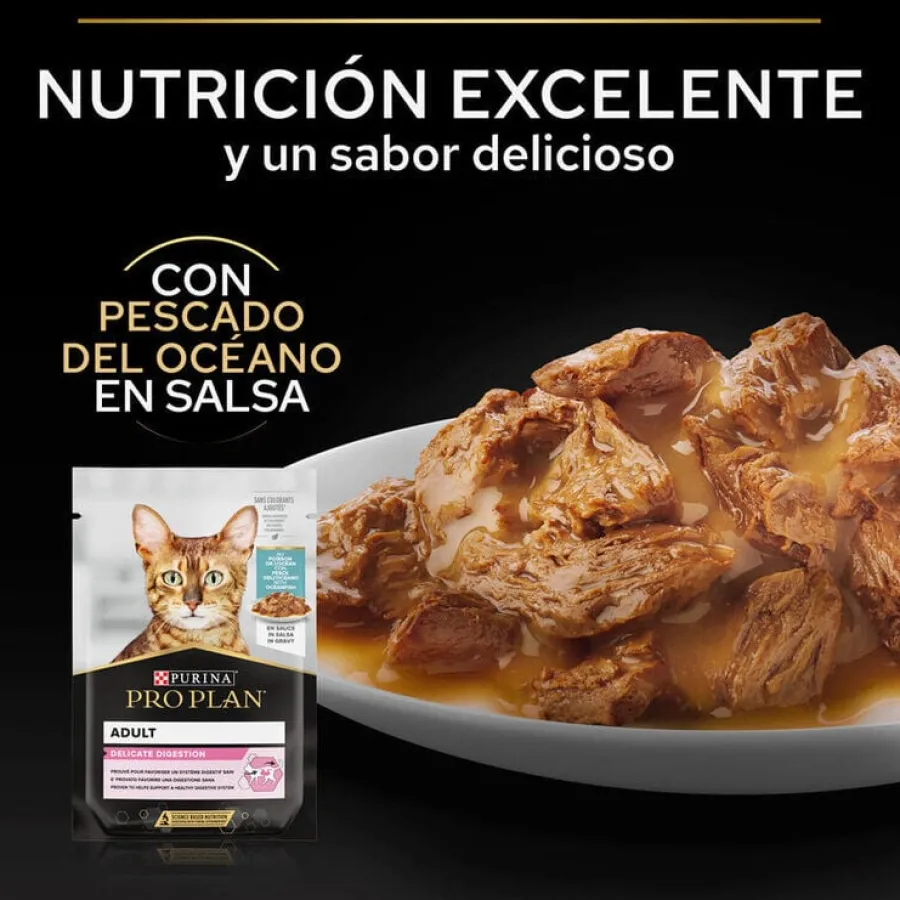 Pro Plan Delicate Digestion con Pescado del Océano en salsa para gatos New