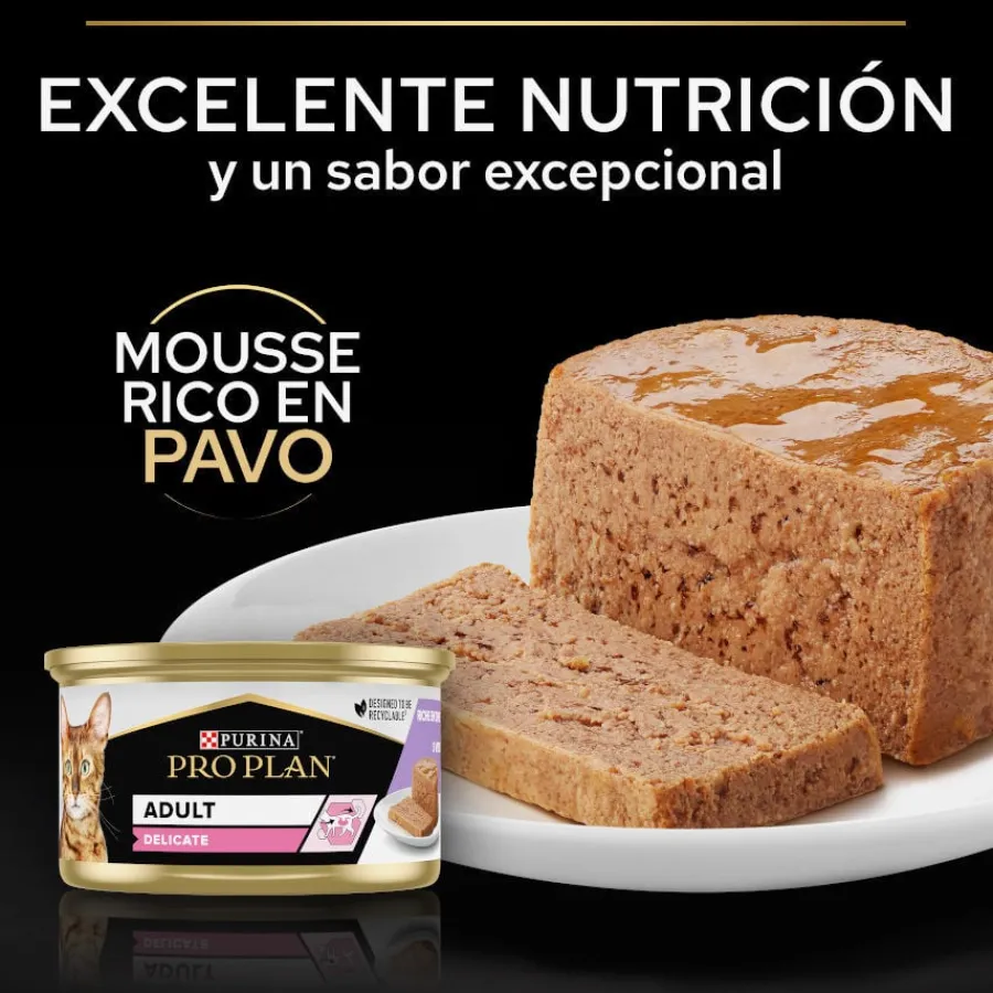 Pro Plan Delicate Mousse rico en pavo para gatos Hot