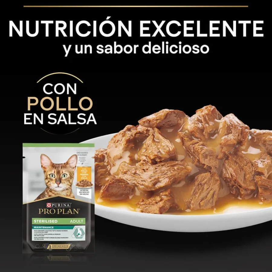 Pro Plan Sterilised Maintenance sobre con Pollo en salsa para gatos Best