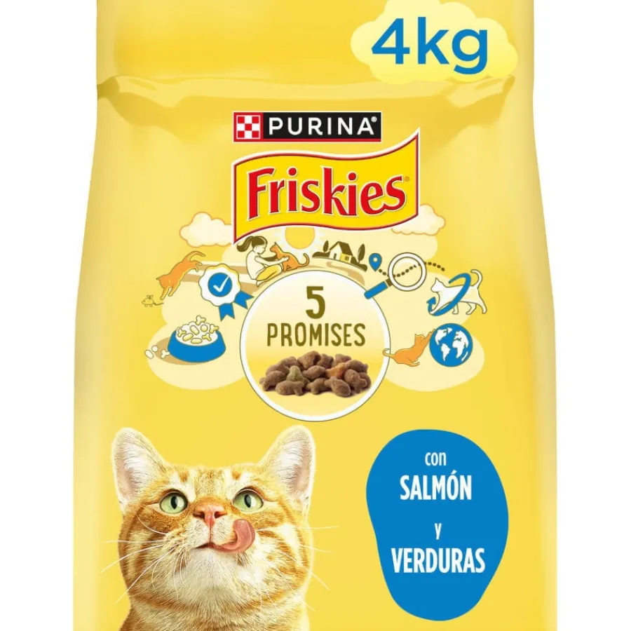 Friskies Purina Adult Pienso para gatos con salmón y verduras Hot
