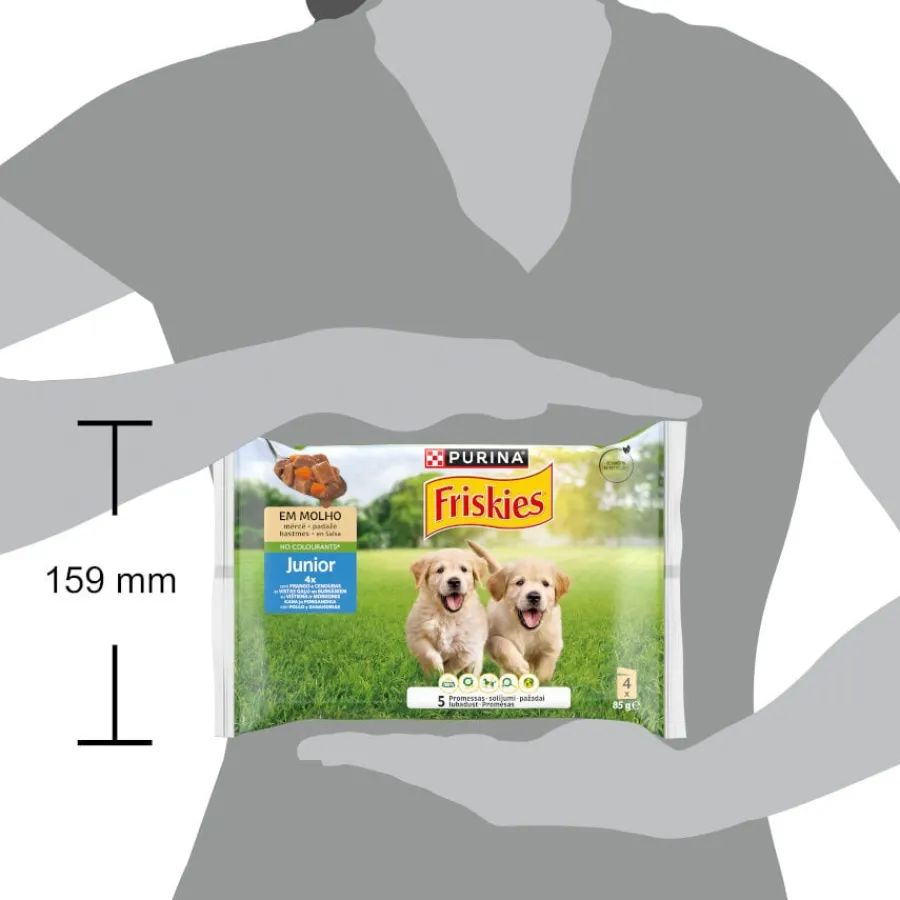 Friskies Purina Comida Humeda para perros jóvenes, con pollo y zanahoria New