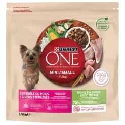 Purina One Adult Mini Weight Control Sterilised Pavo y Arroz pienso para perros Outlet