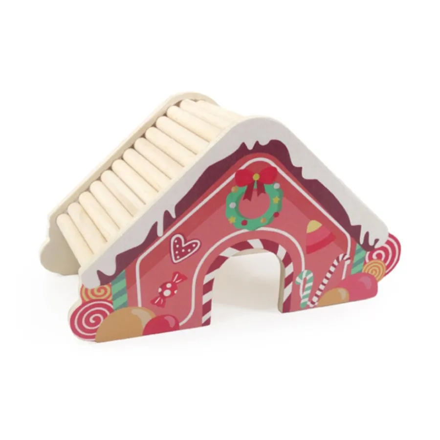 Rosewood Wooden Christmas Gingerbread House Caseta de Madera para roedores Online