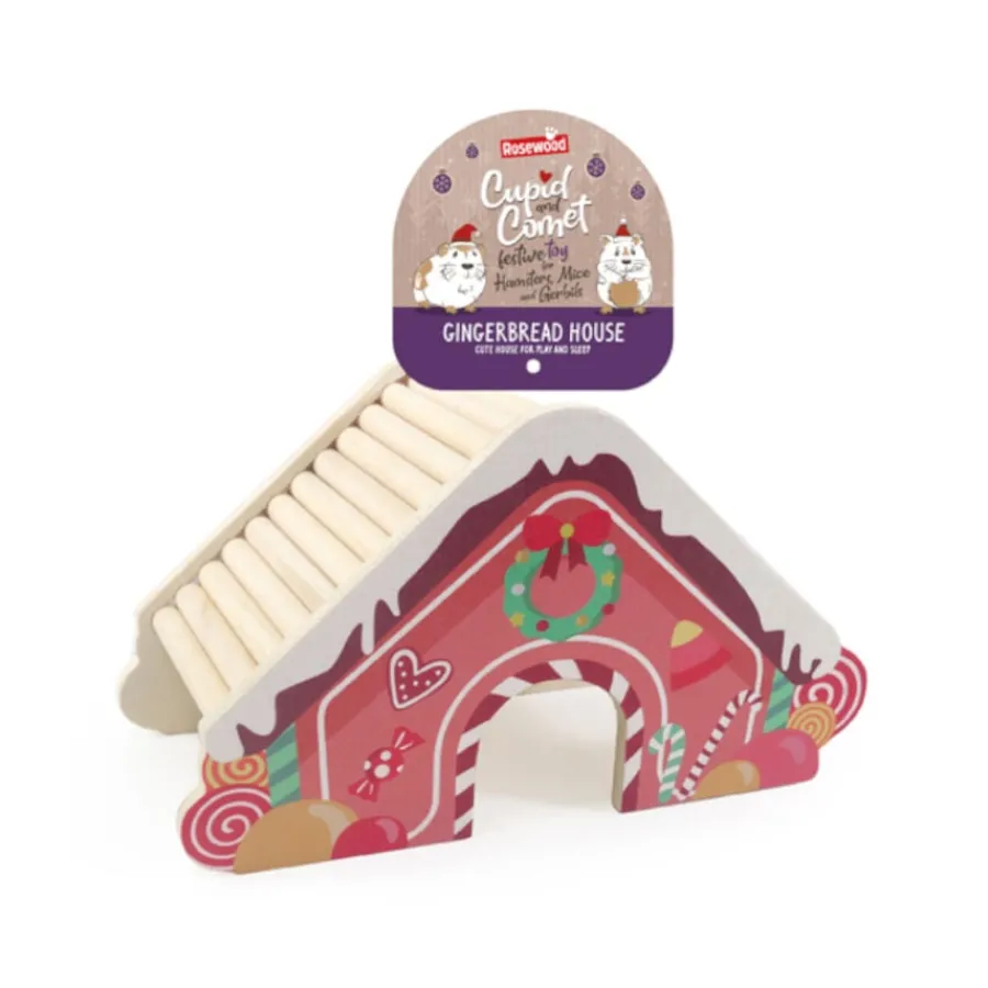 Rosewood Wooden Christmas Gingerbread House Caseta de Madera para roedores Online