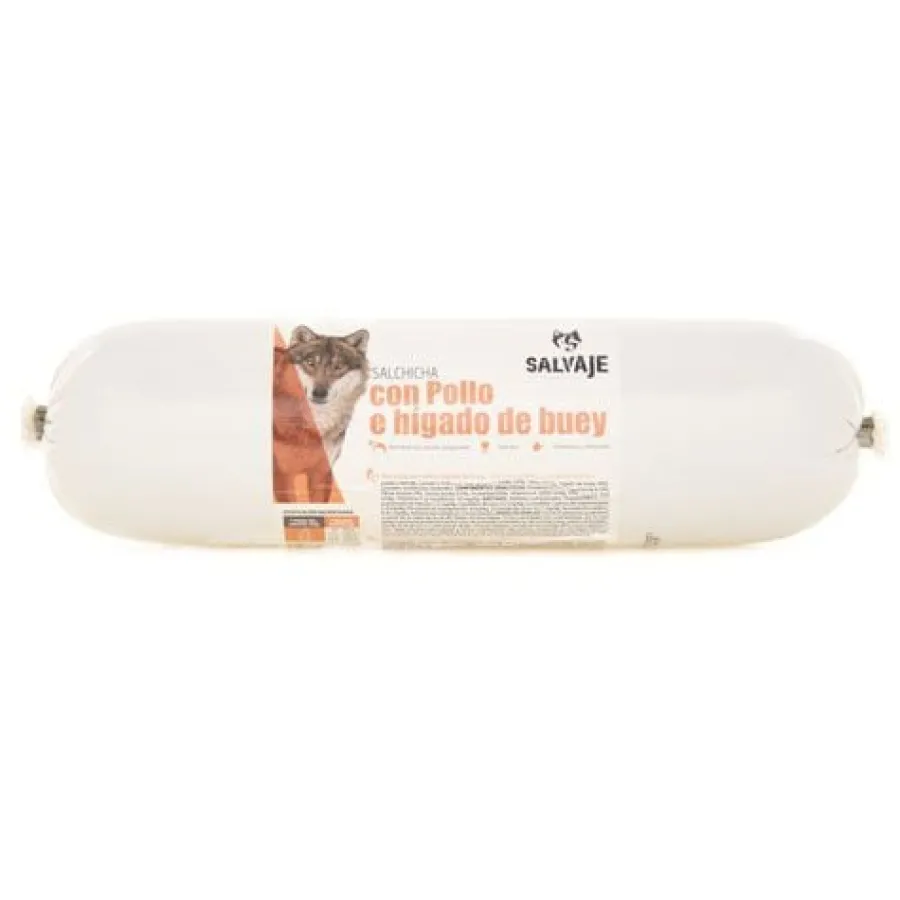 Salvaje Salchicha Pollo e Hígado de Buey para perros New