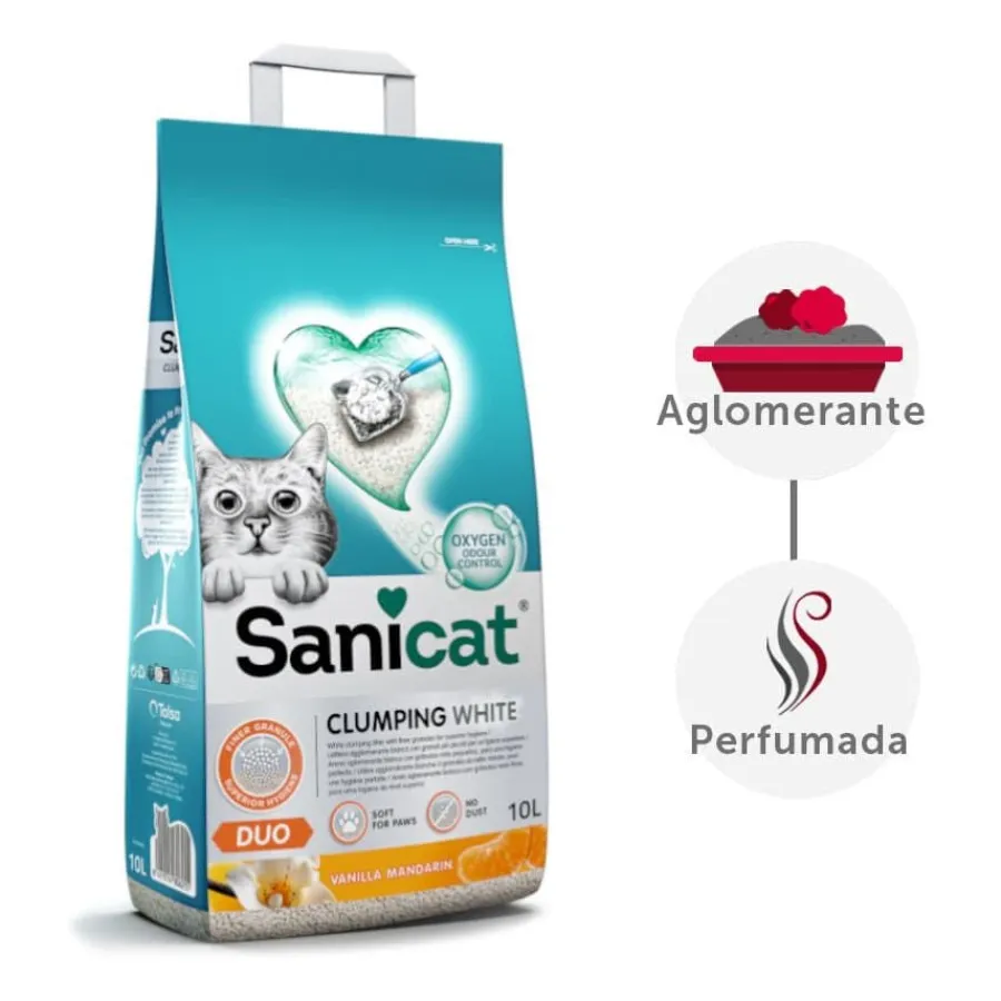 Sanicat Clumping White Duo Arena Aglomerante para gatos New