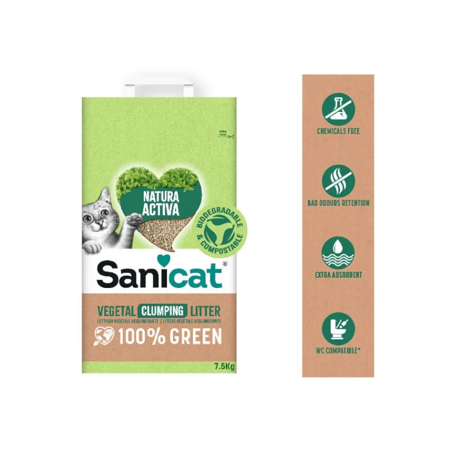 Sanicat Natura Activa 100% Green Arena Vegetal para gatos Online