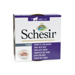 Schesir Adult Atún con Buey en Gelatina lata para gatos Outlet