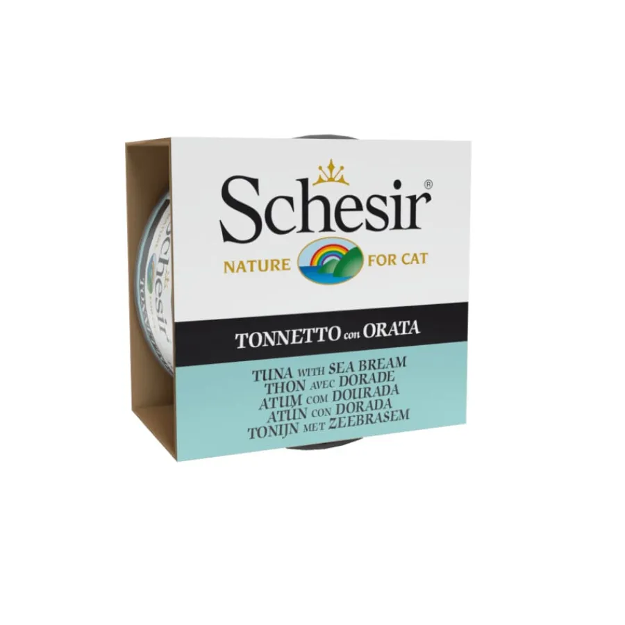 Schesir Adult Atún con Dorada en gelatina lata para gatos