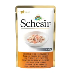 Schesir Adult atún con pollo y gambas sobre para gatos Sale
