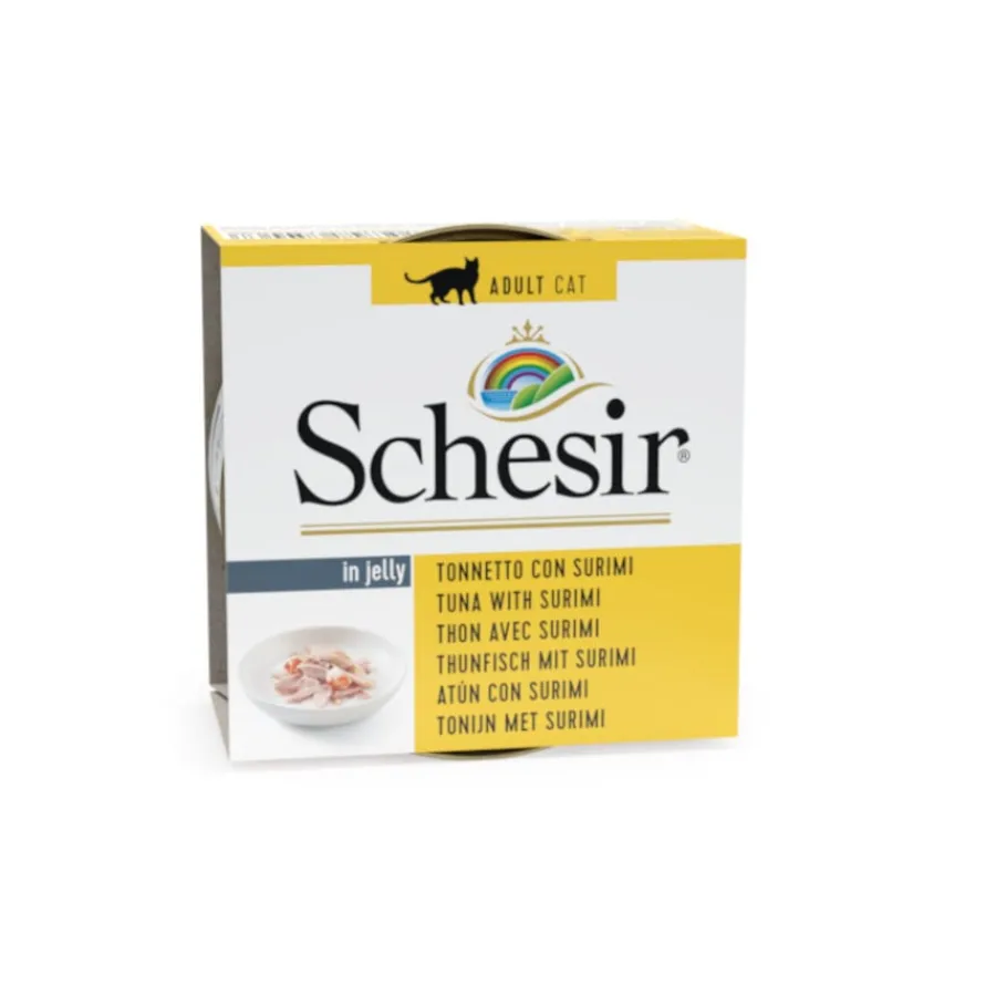 Schesir Adult Atún y Surimi en gelatina lata para gatos Online