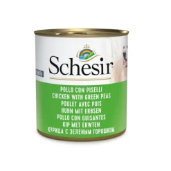 Schesir Adult pollo con guisantes lata para perros Hot