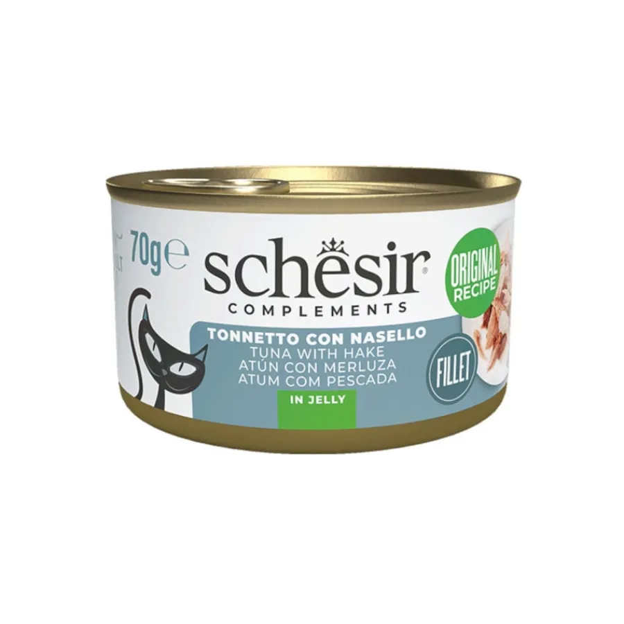 Schesir Atún con Merluza en Gelatina lata para gatos Hot