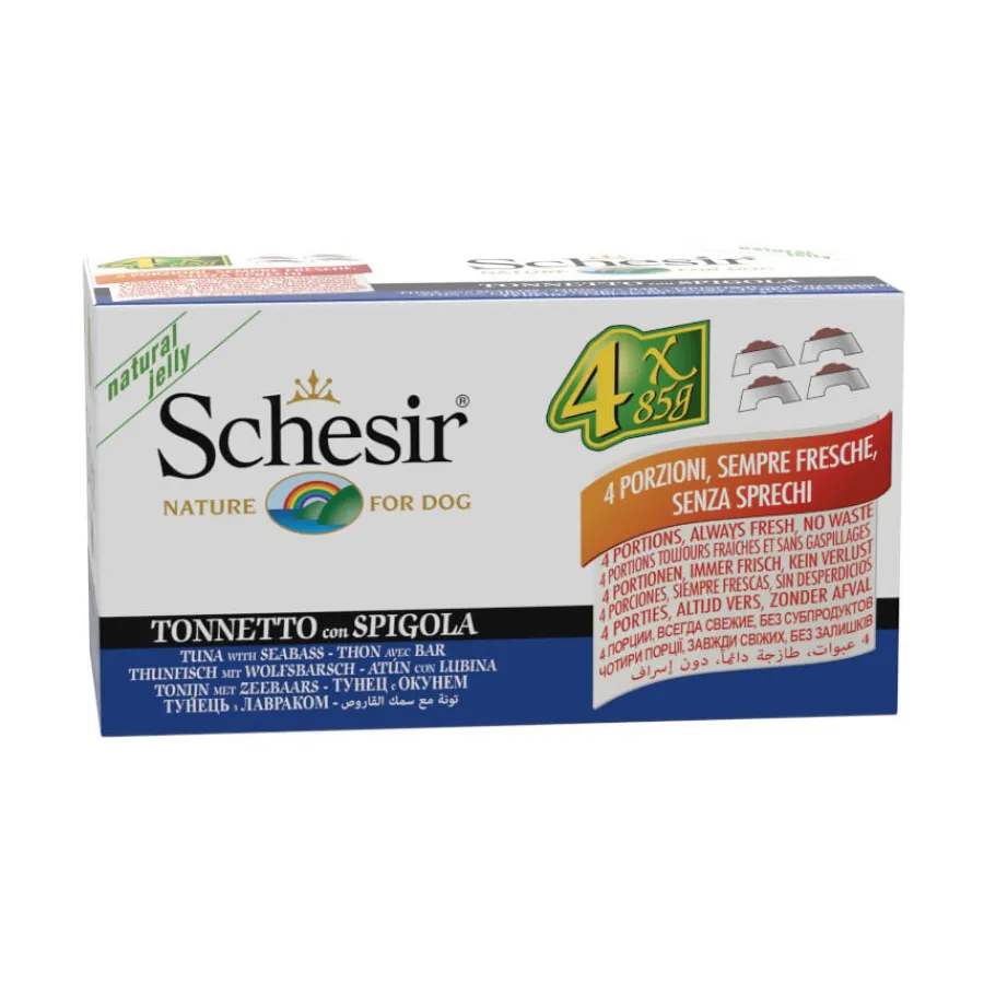 Schesir Filetes de Atún con Lubina en Gelatina lata para perros Hot