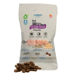 Mediterranean Natural Serrano Bocaditos Anti Hairball de Pollo para gatos New