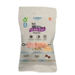 Mediterranean Natural Serrano Bocaditos Anti Hairball de Pollo para gatos New