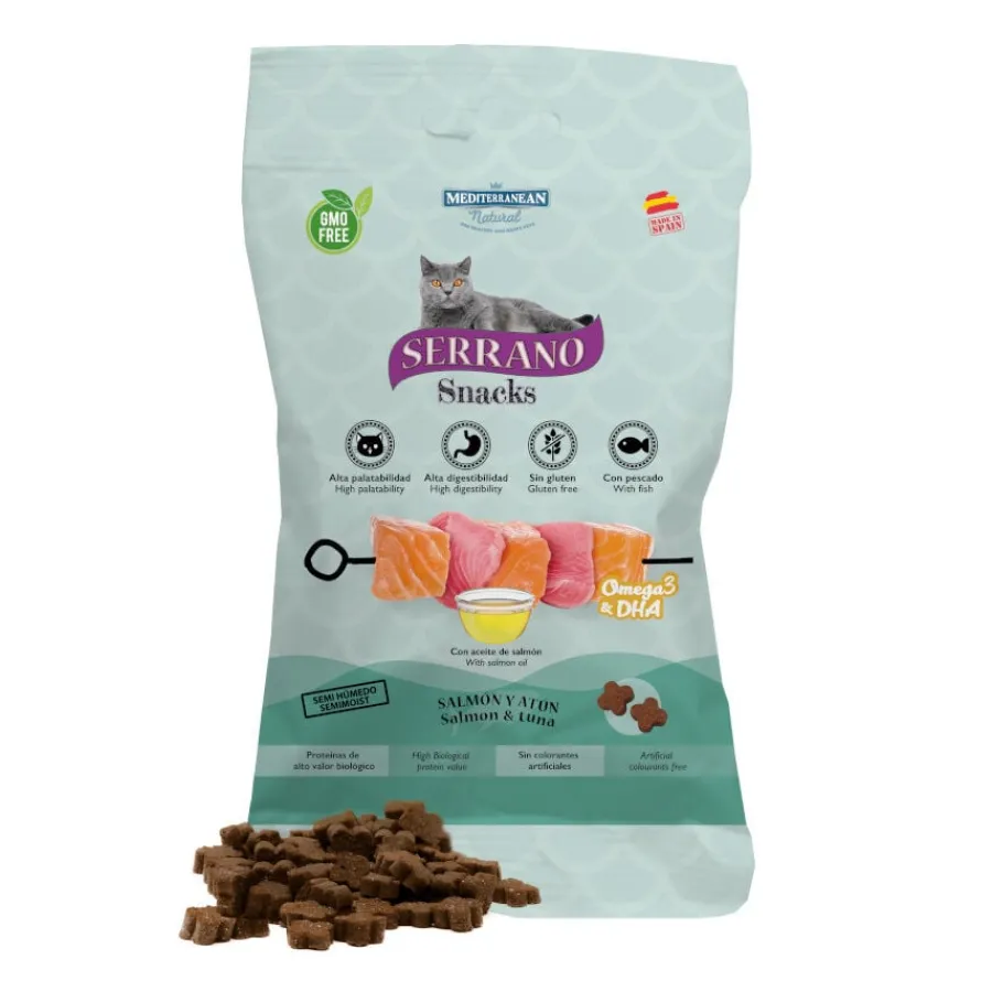 Mediterranean Natural Serrano Bocaditos Omega 3 y DHA de Salmón y Atún para gatos Best