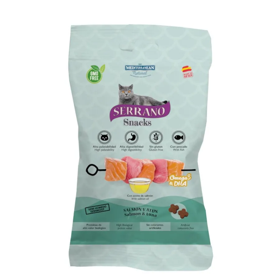 Mediterranean Natural Serrano Bocaditos Omega 3 y DHA de Salmón y Atún para gatos Best