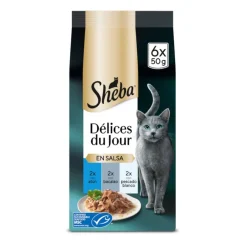 Sheba Délices du Jour en Salsa de atún, Bacalao y Pescado Blanco alimento húmedo para gatos