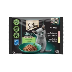 Sheba Kitten Pollo y Salmón Sobre en Salsa para gatos Best