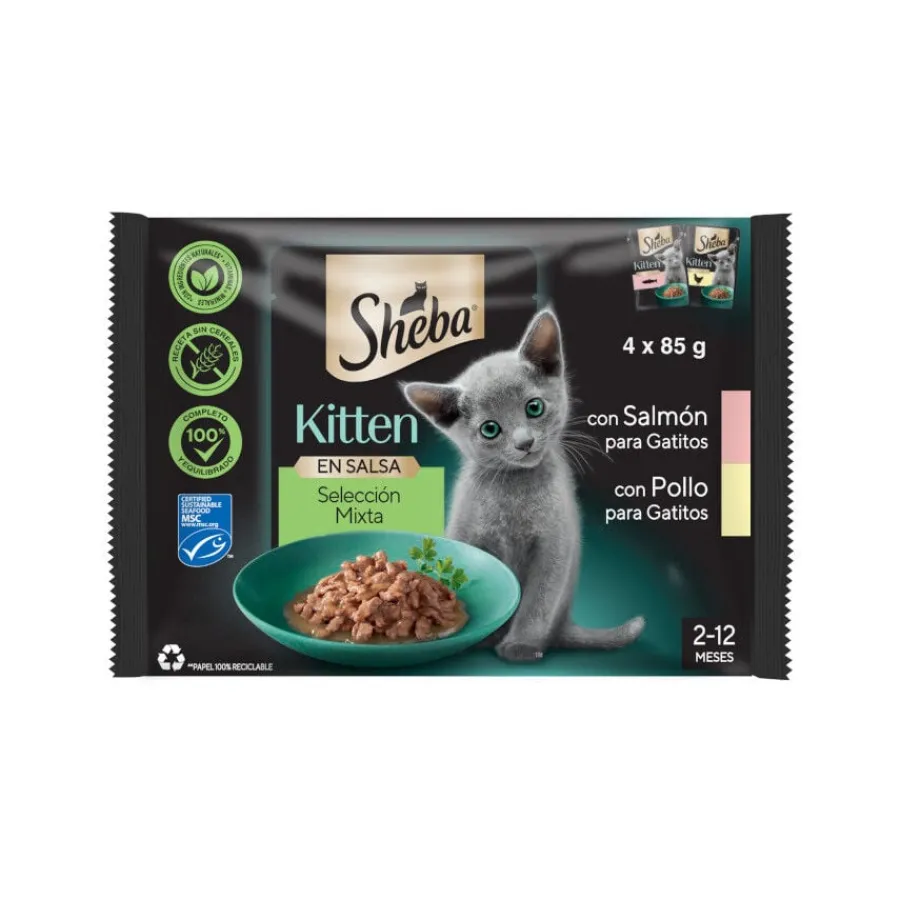 Sheba Kitten Pollo y Salmón Sobre en Salsa para gatos Best