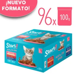 Start Cat Carne con Pollo y Pescado en Gelatina sobre para gatos Sale