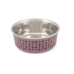TK-Pet Inox Pawprint Comedero Rosa para perros Hot