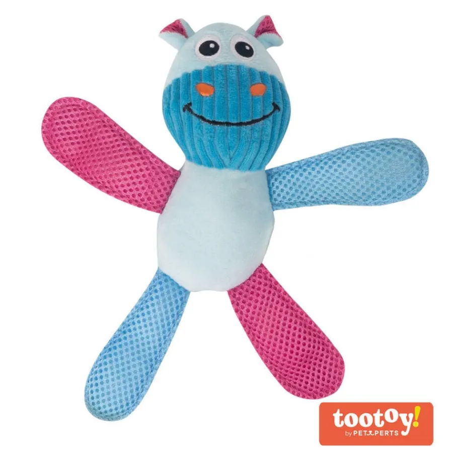 Tootoy! Chew Fetch It Hippo Azul y Rosa Peluche para perros Clearance